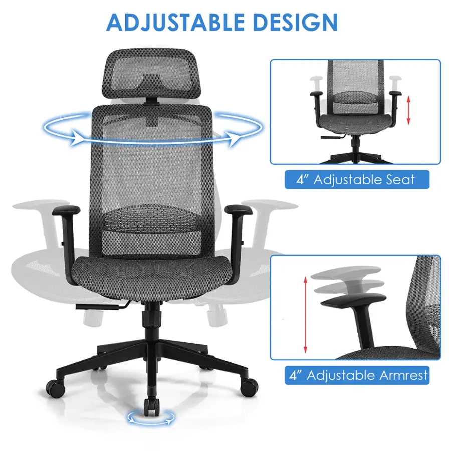 ADJUSTABLE DESIGN: 4" Adjustable Seat, 4" Adjustable Armrest