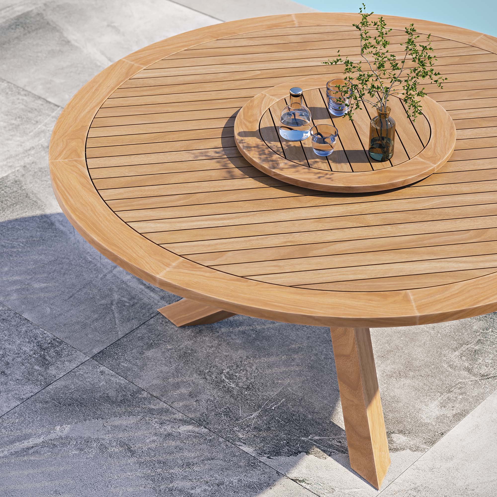 Back. Modway - Wellspring 63" Outdoor Patio Teak Wood Dining Table by Modway - Natural.