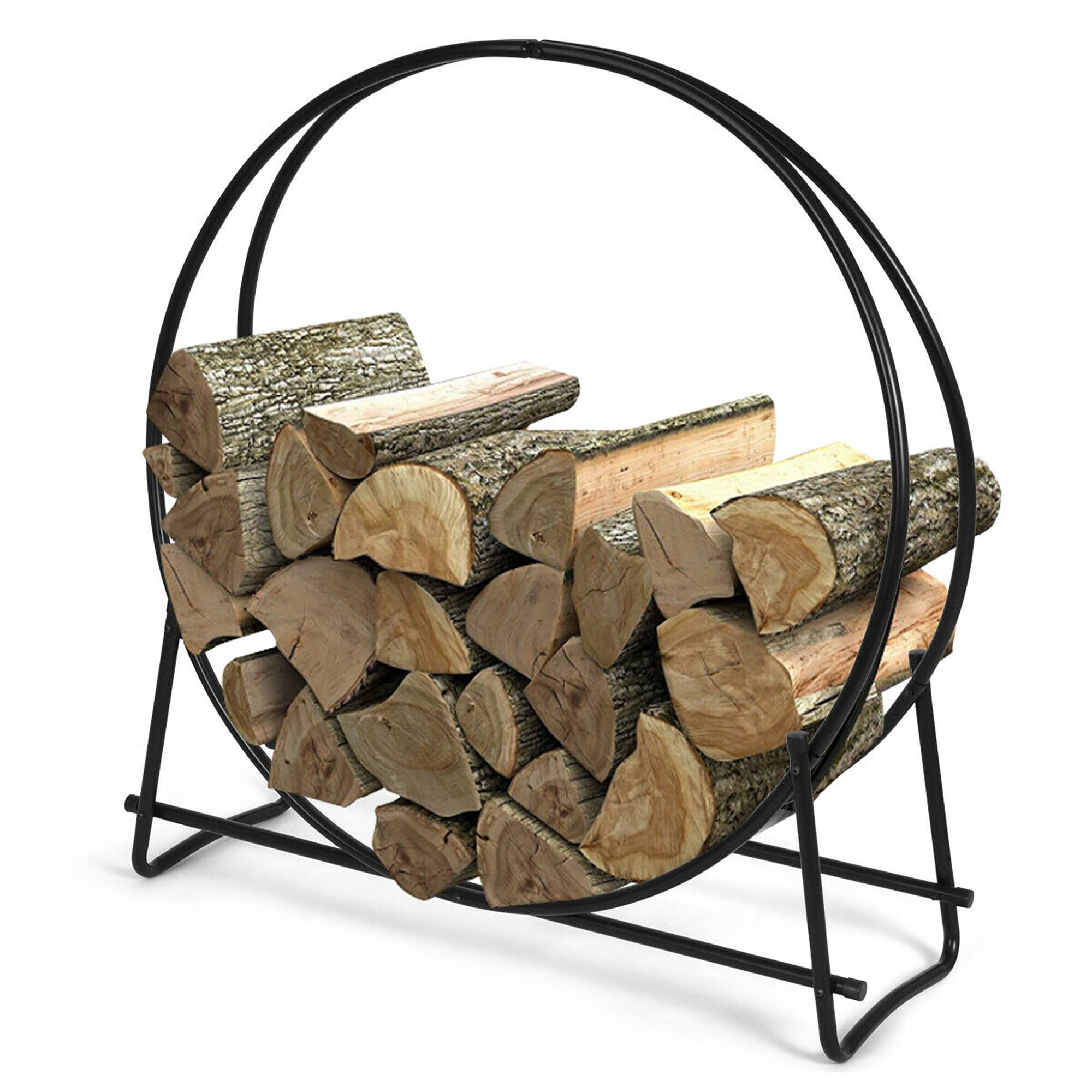Alt View 9. Costway - Costway 40-Inch Tubular Steel Log Hoop Firewood Storage Rack Holder Round Display - Black.