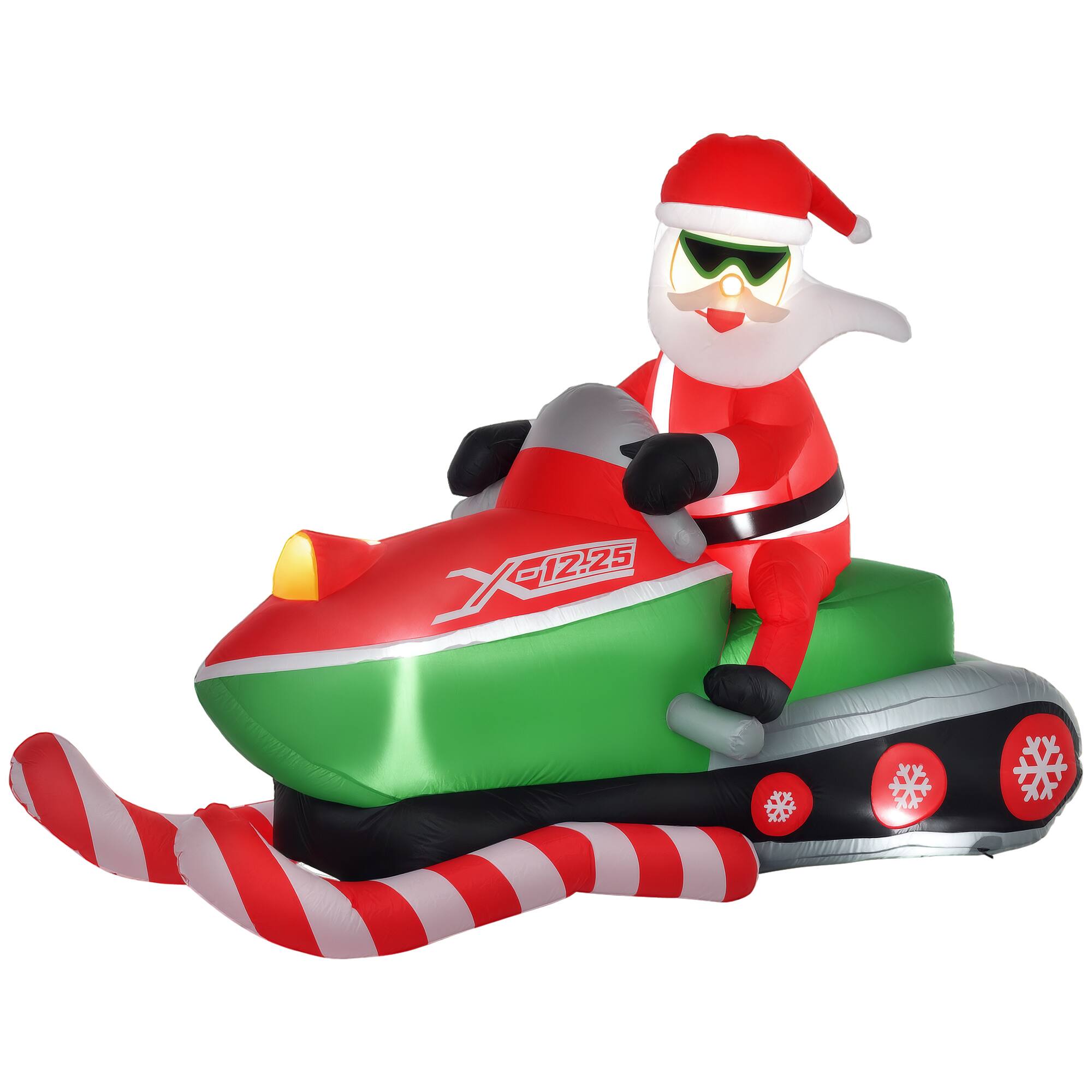 Front. Homcom - 7ft Inflatable Santa Driving Snowmobile, Outdoor Blow-Up Yard Christmas Decor with LED Lights - Red.