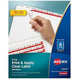 Avery - Index Maker Paper Dividers with Print & Apply Label Sheets, 8 Tabs, 25 Sets/Pack - White
