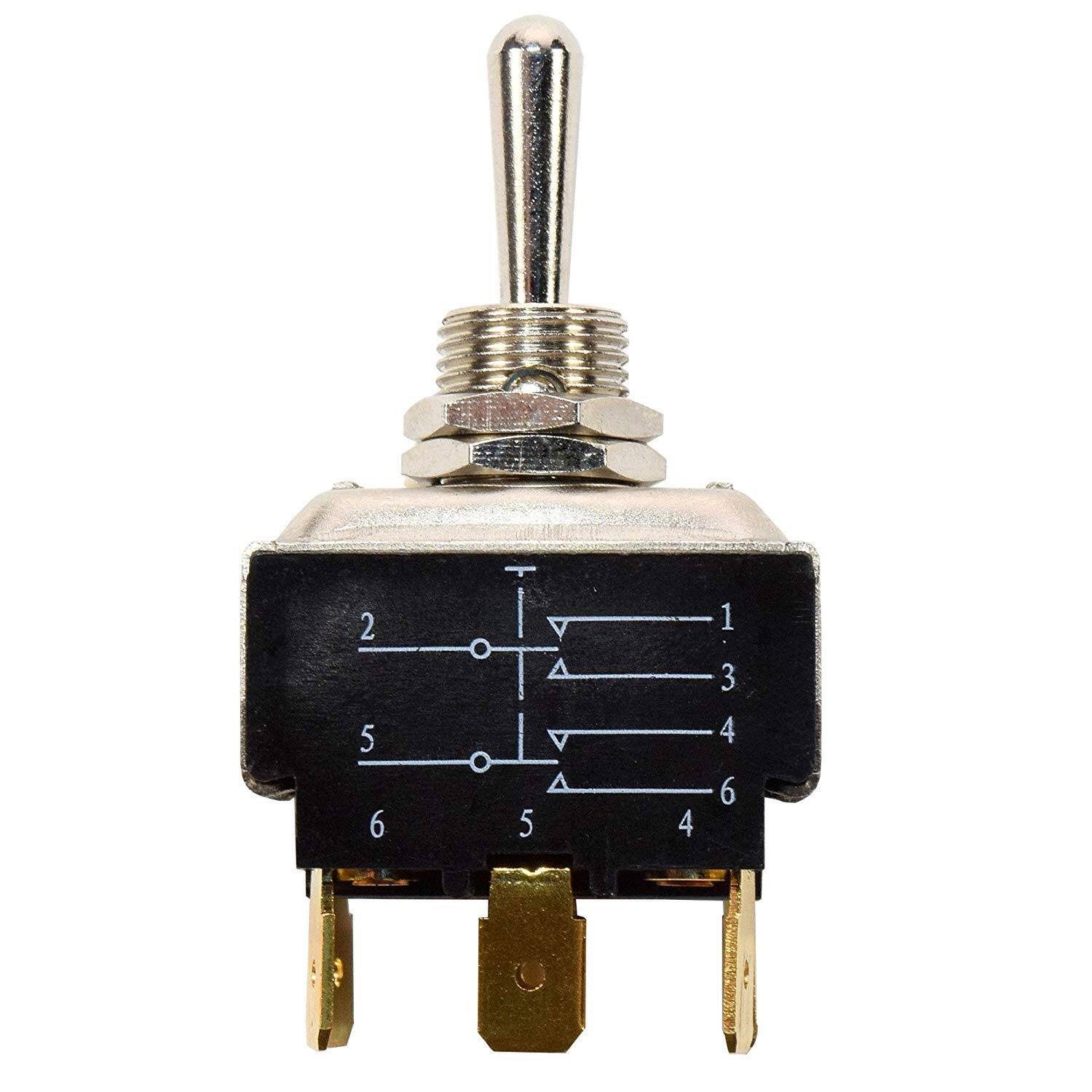 Left. HQRP - Momentary ON-OFF-ON Toggle Switch, Metal Actuator, 20 A, for HY29B 30-050 Flagstaff, Ranger Boat Trim - black.