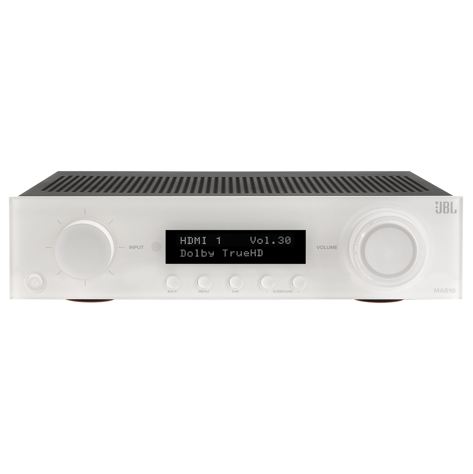 The text on the image reads: "Input HDMI 1 Vol. 30 Dolby TrueHD BACE Lanne Coe - Surpolnne Volume C."