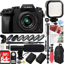 Panasonic - LUMIX G7 Camera+ 14-42mm Lens+ 64G Dual Battery & Mic Pro Video Bundle
