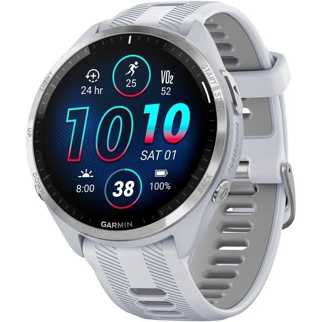 Garmin - Forerunner 965 GPS Smartwatch 47 mm Fiber-reinforced polymer - Titanium/Whitestone - (2023)