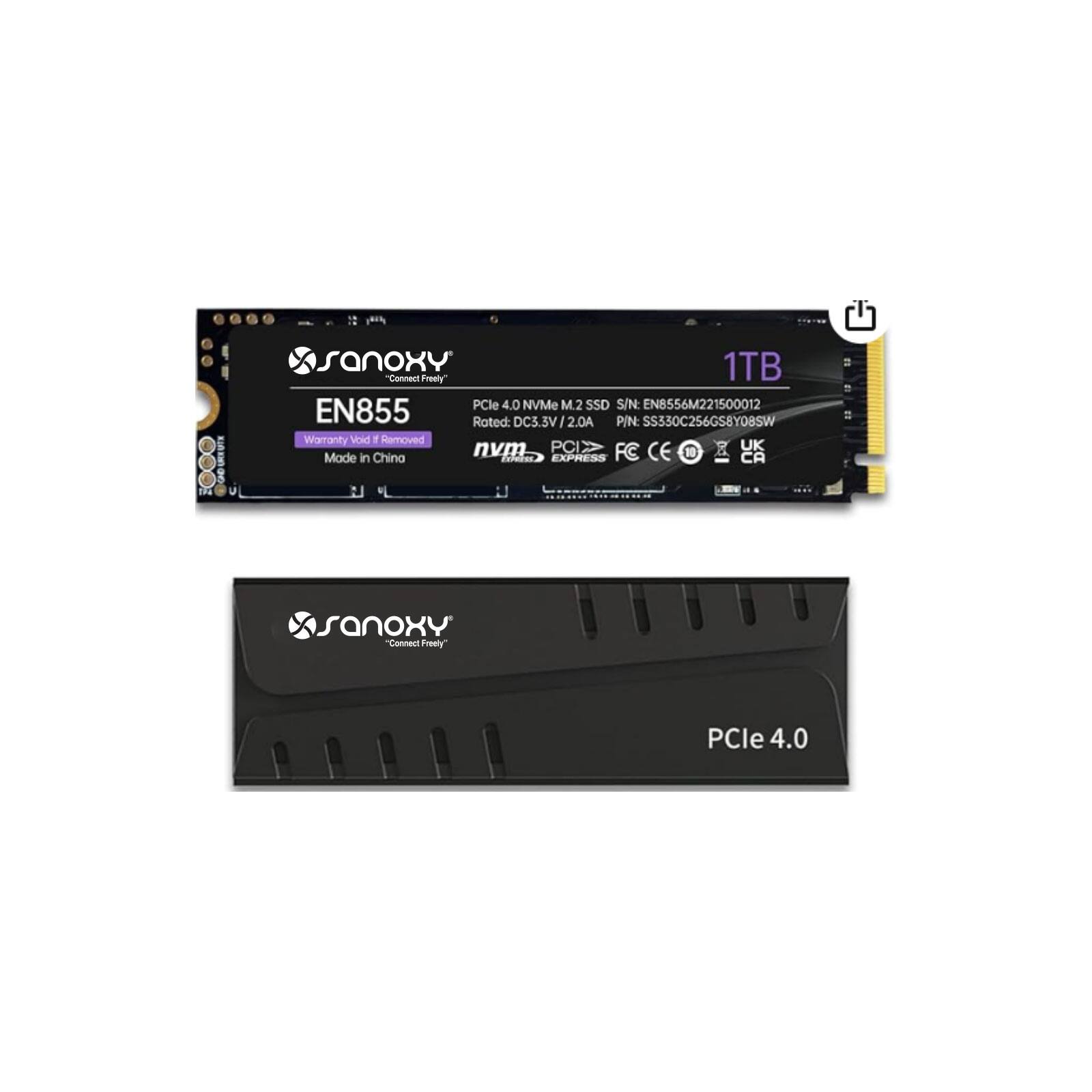 Sanoxy - 1TB NVMe M.2 SSD – PCIe Gen4 x4 High-Speed Solid State Drive with Advanced Cooling