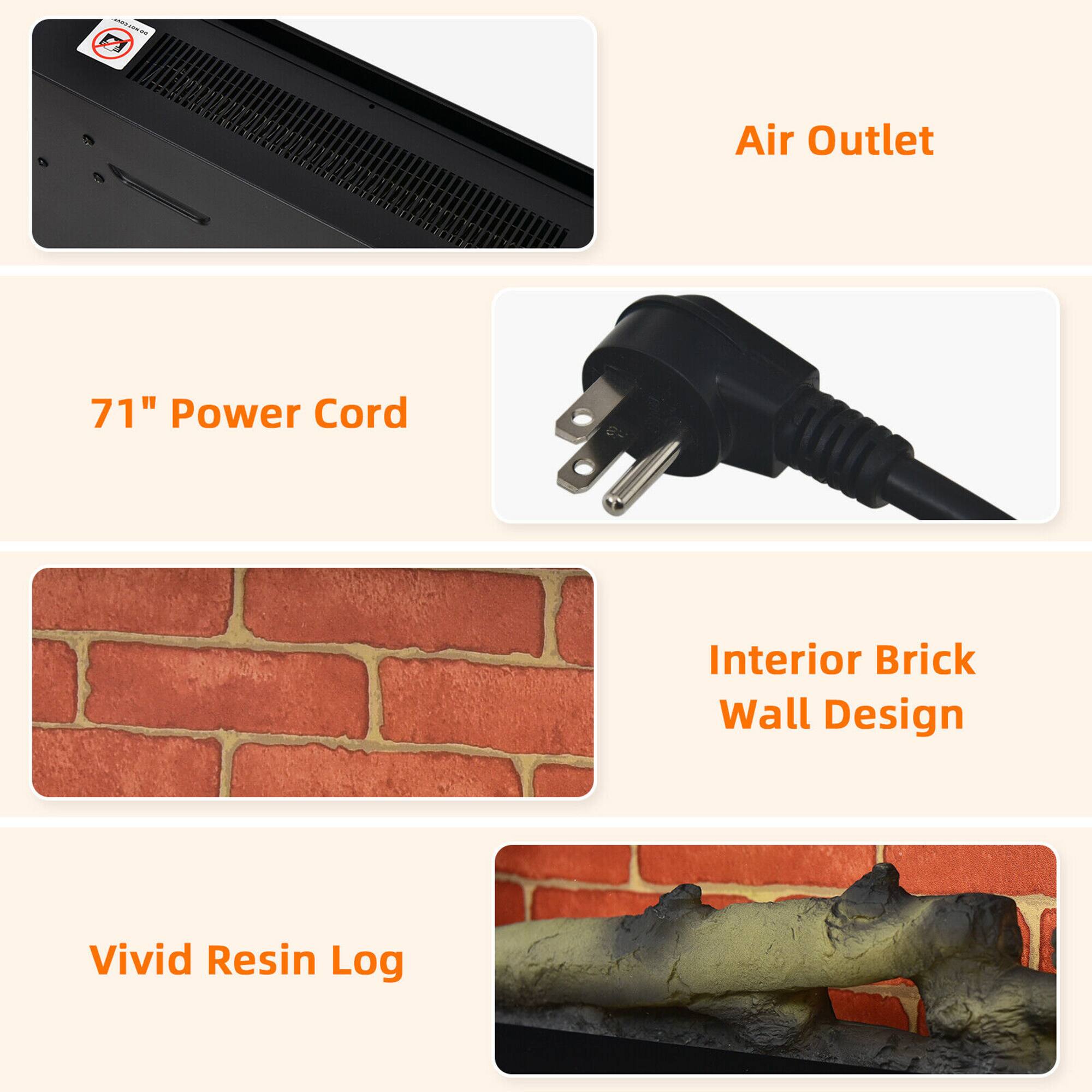 - Air Outlet
- 71" Power Cord
- Interior Brick Wall Design
- Vivid Resin Log