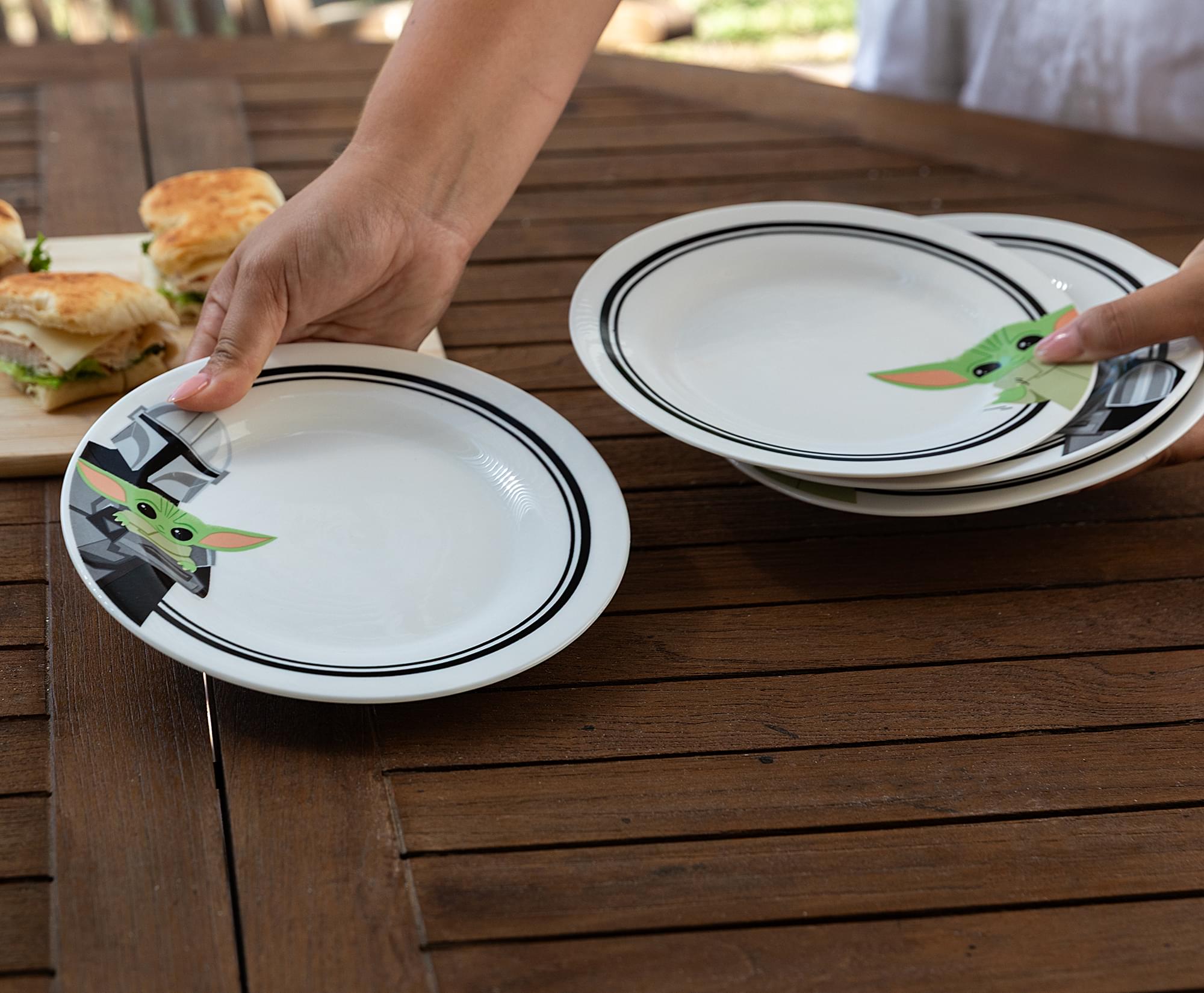 Alt View 5. Silver Buffalo - Star Wars: The Mandalorian Mando and Grogu 4-Piece 8-Inch Dinner Plate Set - Multi-Colored.
