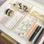 Alt View 14. Martha Stewart - Kerry Set of 6 Plastic Stacking Desk Drawer Organizers with Gold Trim - 6 x 3 - Clear/Gold Trim.