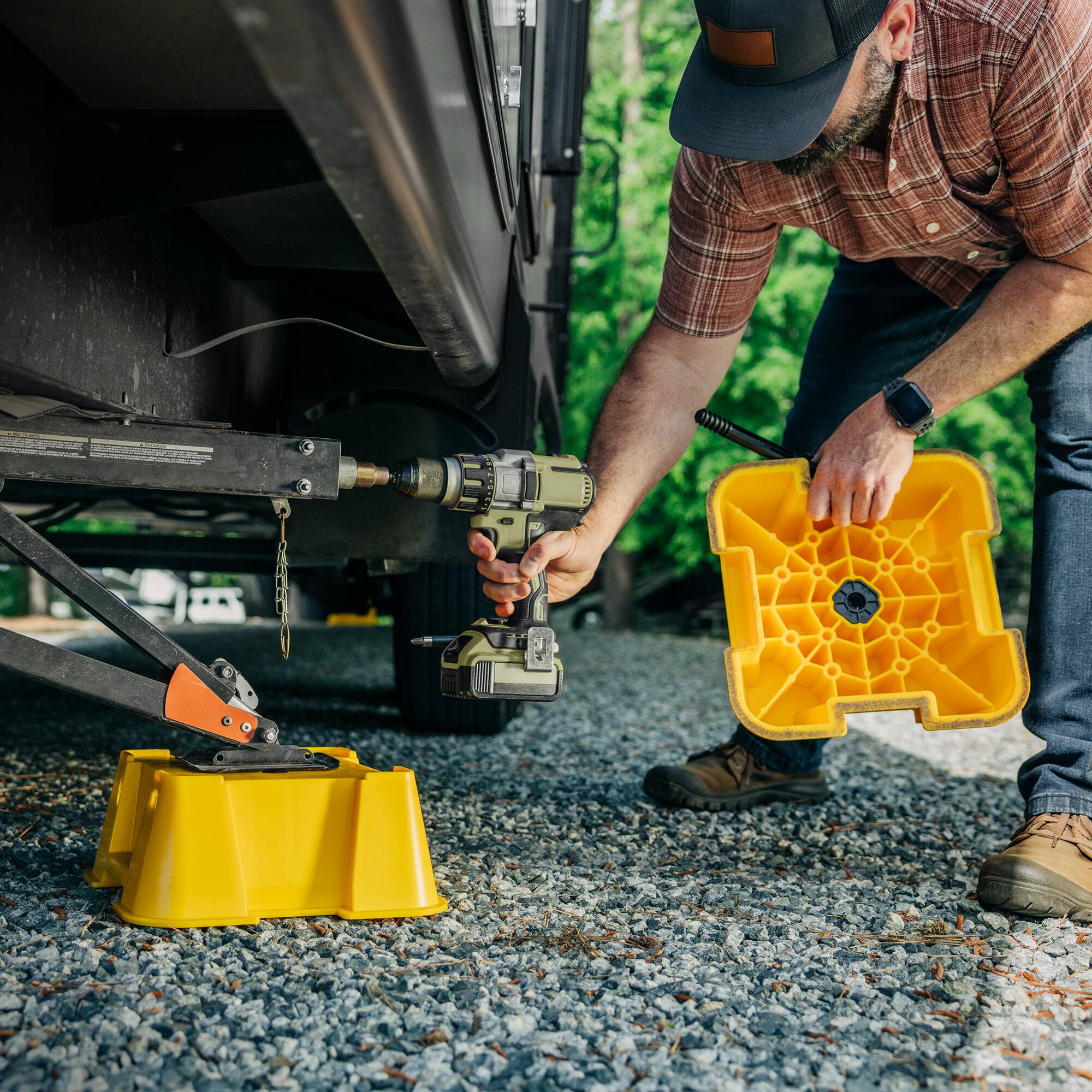 Alt View 7. Camco - Camco FasTen Big Blocks RV Stabilizing Jack Supports with T-Handle, 2-Pack.