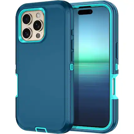 Front. Entronix - Entronix Heavy Duty Case for iPhone 16 Pro Max - Ultimate Triple-Layer Protection - Teal.