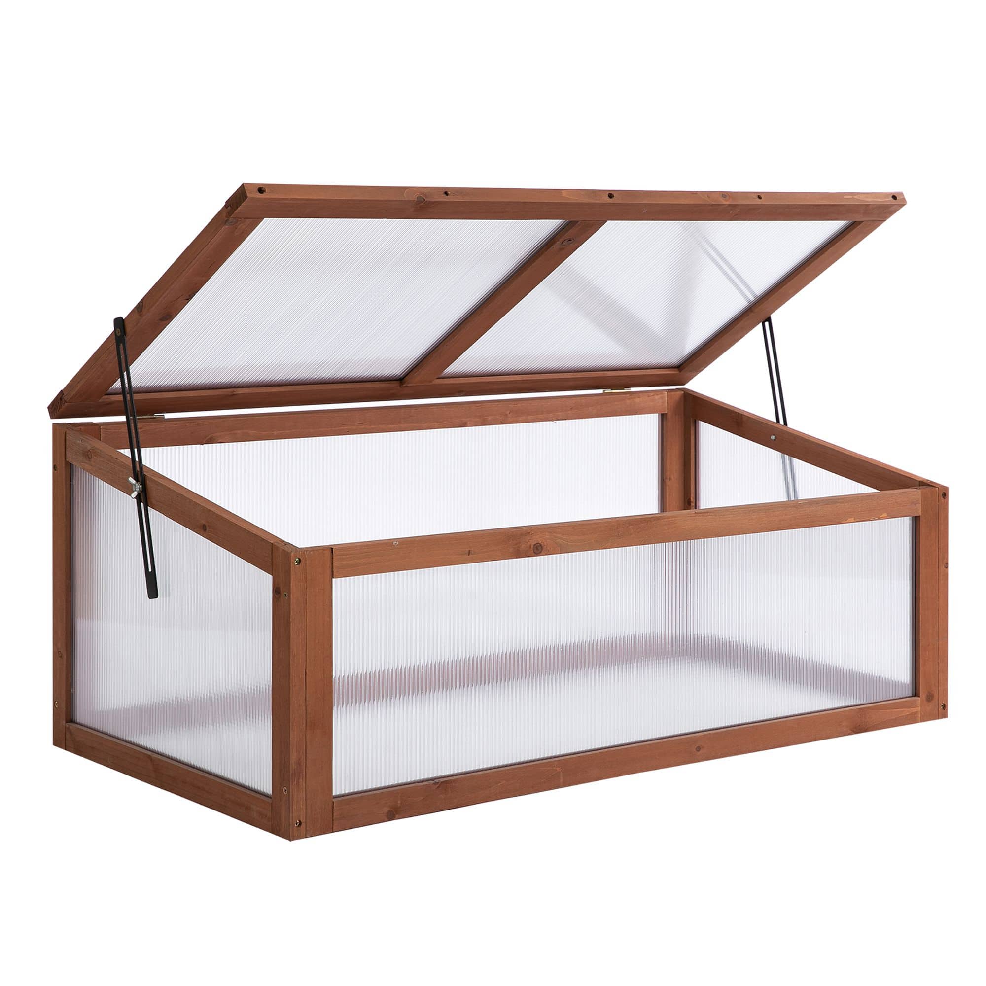 Outsunny - Cold Frame Greenhouse, Mini Greenhouse with Polycarbonate Board and Solid Wood Frame - Brown price history on PriceWatchPro