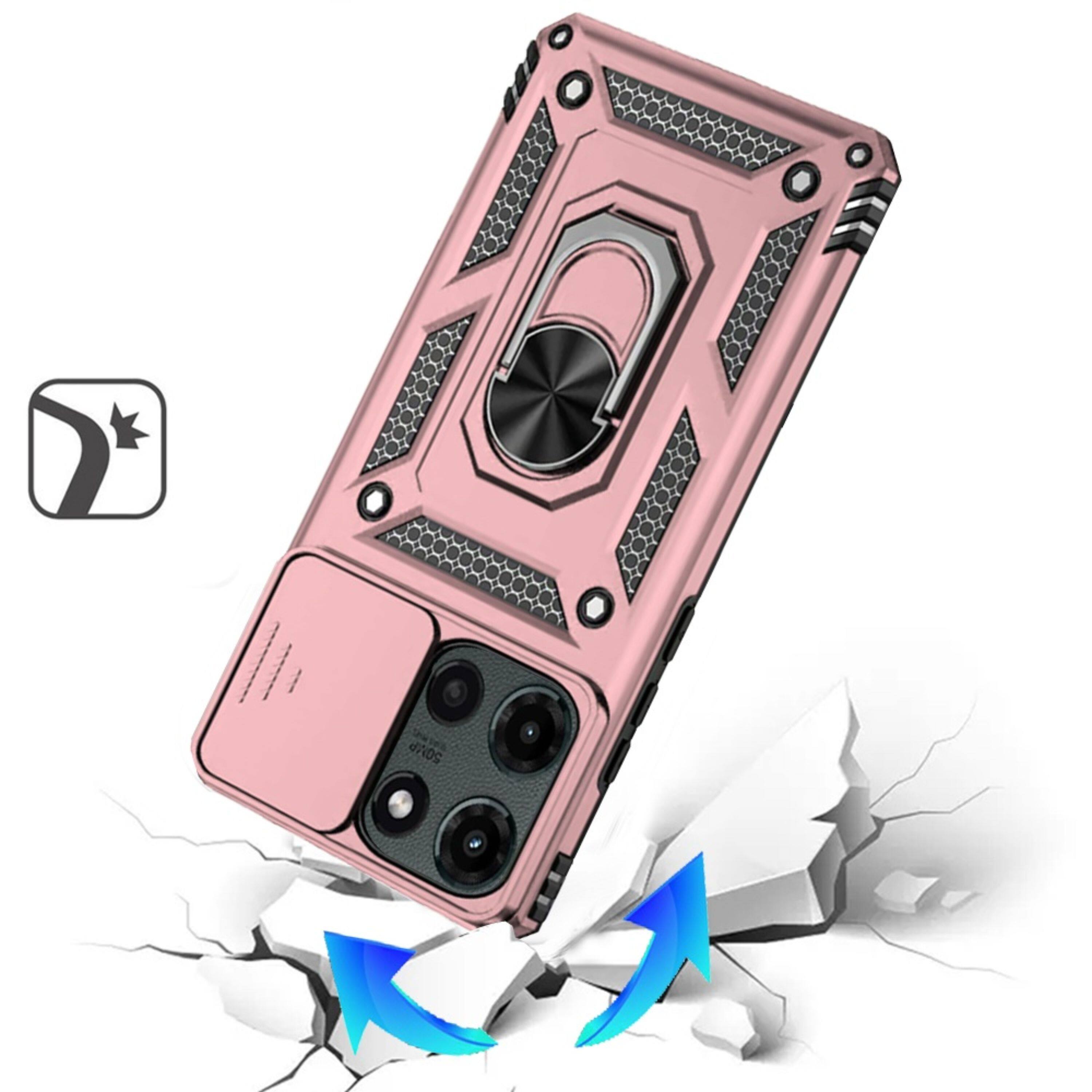 Angle. Kitcheniva - Armor Ring Lens Protective Case With Tempered Glass For Moto G Stylus 2026/2025 Rose Gold - Light Pink.