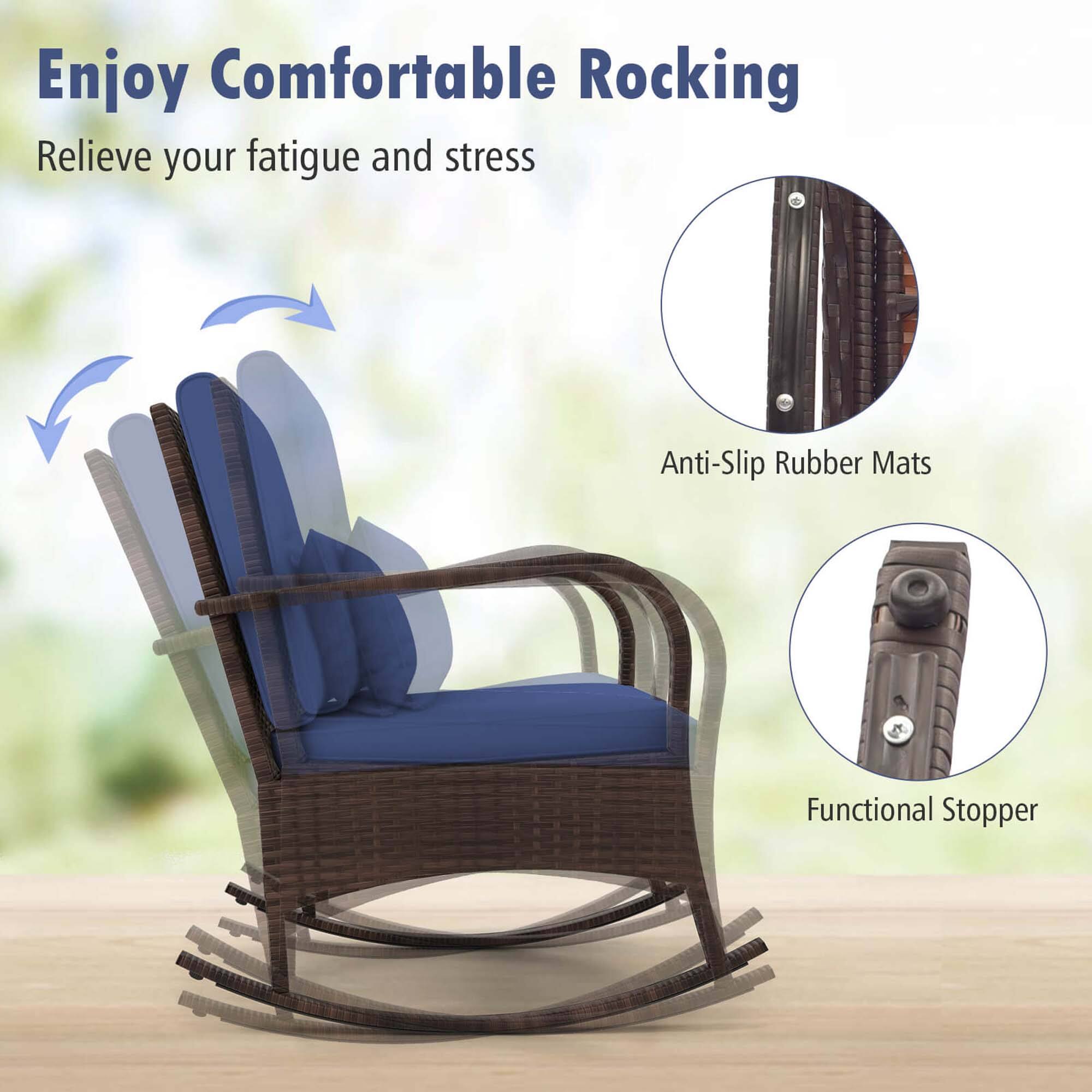 Enjoy Comfortable Rocking  
Relieve your fatigue and stress  
Anti-Slip Rubber Mats  
Functional Stopper