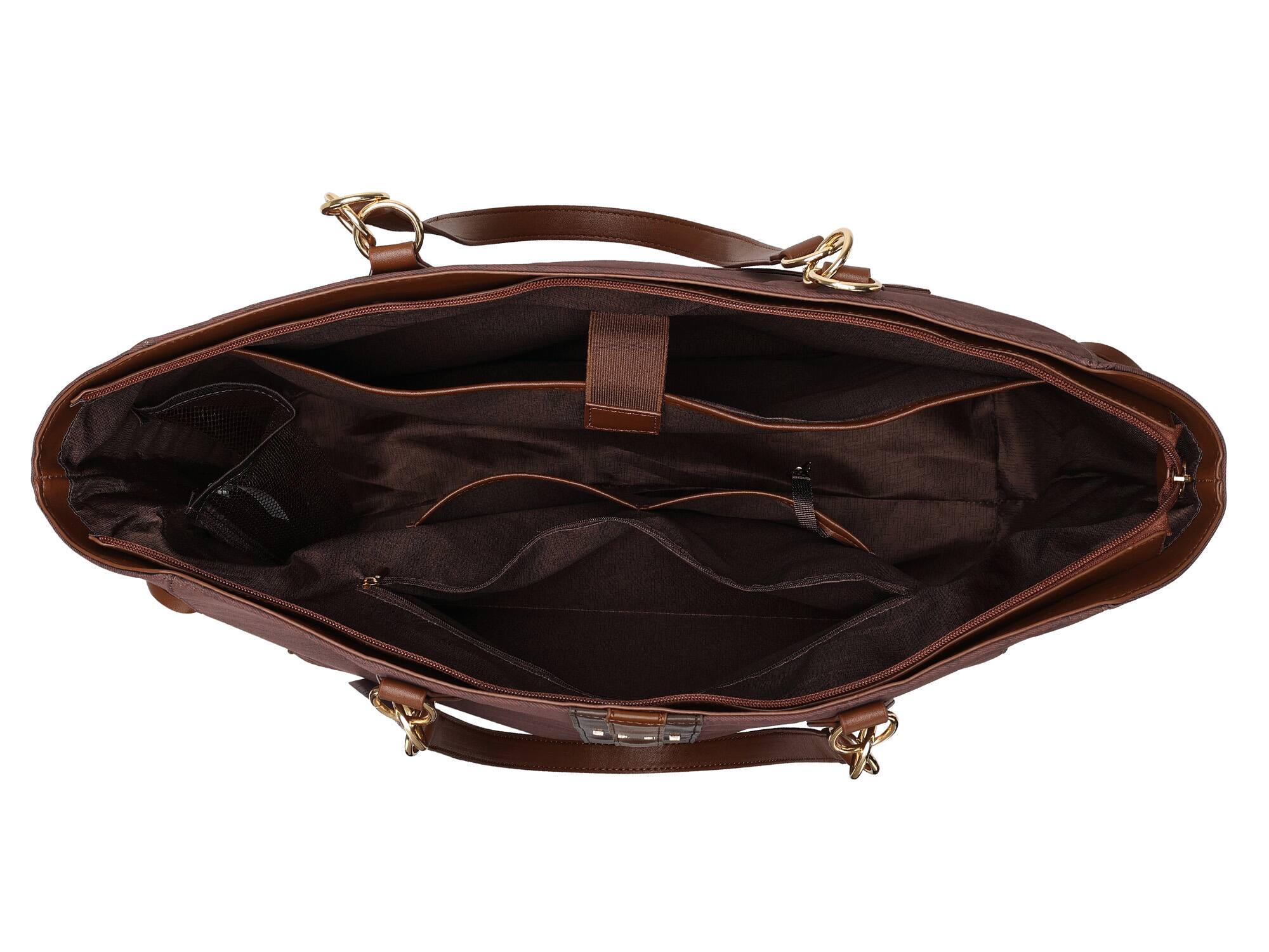 Back. Elle - ELLE Eleganza 32L Monogram Weekender Duffel Bag | Brown - Brown.