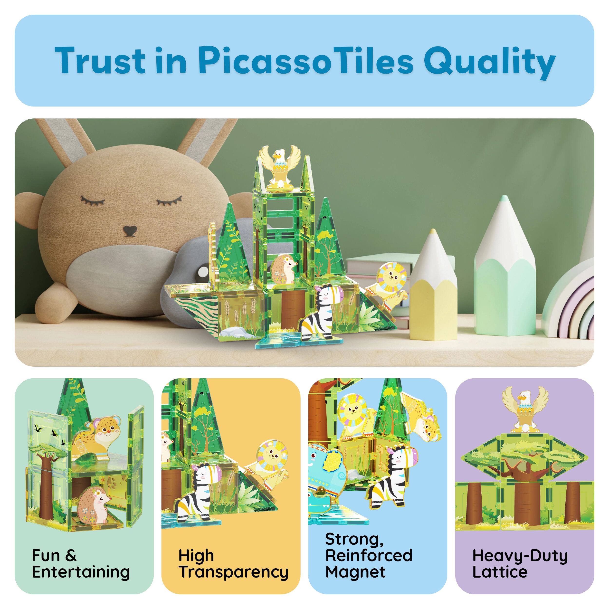 Trust in PicassoTiles Quality

- Fun & Entertaining
- High Transparency
- Strong, Reinforced Magnet
- Heavy-Duty Lattice