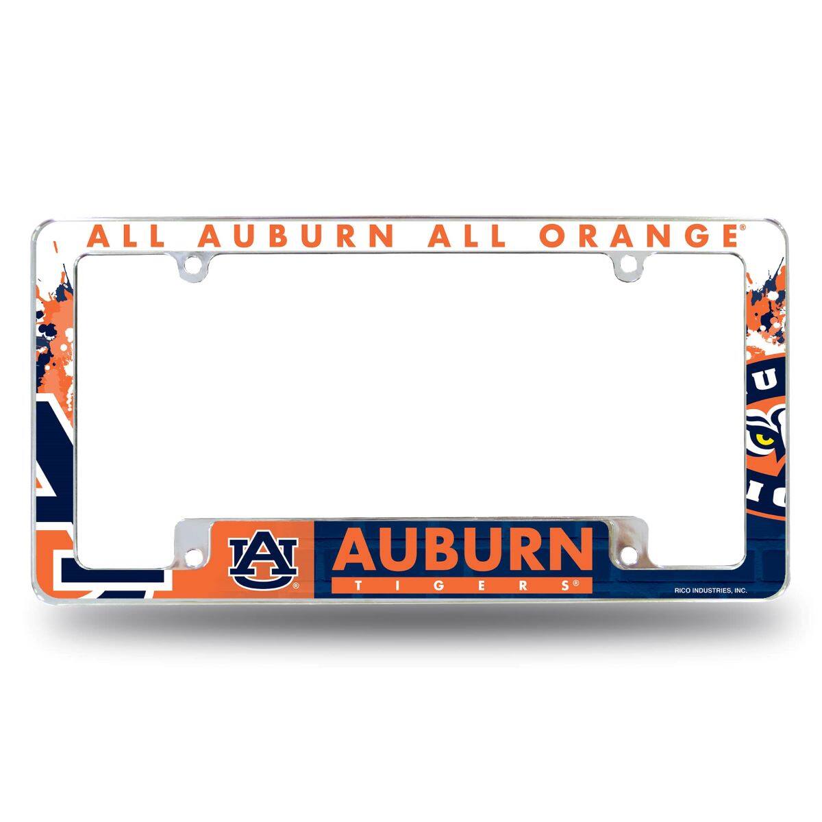 Auburn University Tigers Chrome Metal License Plate Frame with Bold Full Frame Design