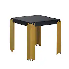Manhattan Lane - Theo Side End Table, Metal Legs, Wood, Square 25 Inch - Black/Gold