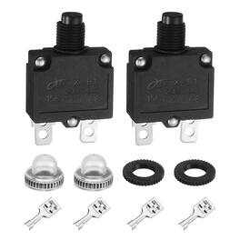 Unique Bargains - 2pcs 15A Thermal Circuit Breaker, 125/250V AC,32V DC, Manual Reset Push Button, Waterproof Caps, Quick Connect X-B1 - Black