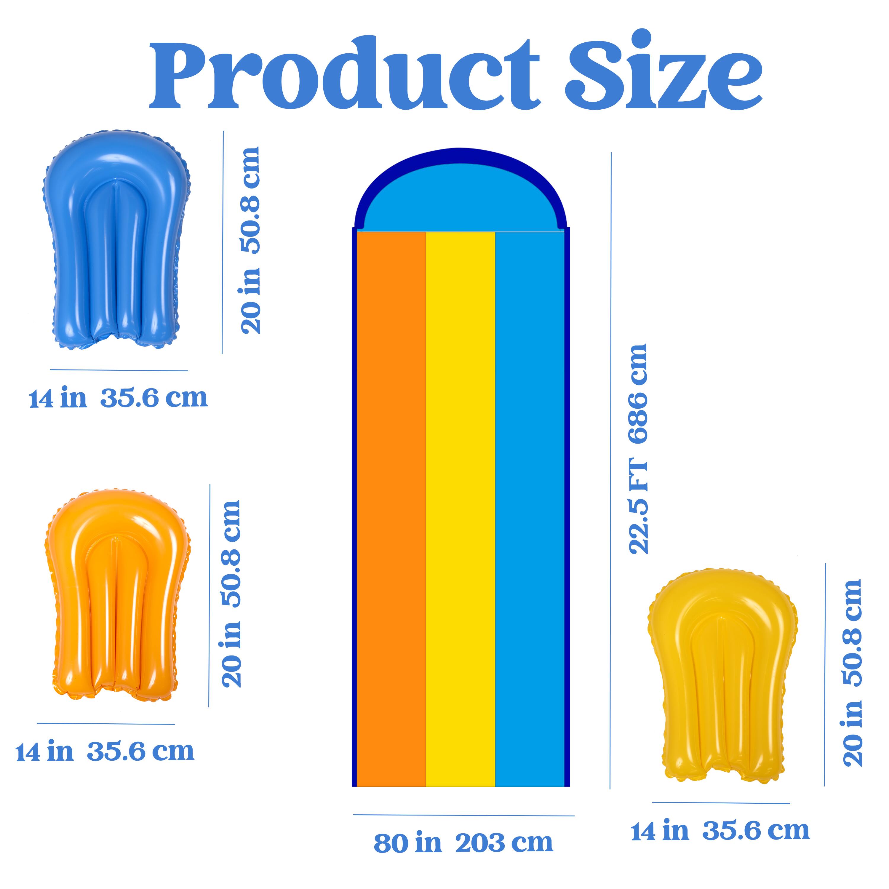 Product size:  
- 20 in 50.8 cm  
- 14 in 35.6 cm  
- 80 in 203 cm  
- 22.5 FT 686 cm
