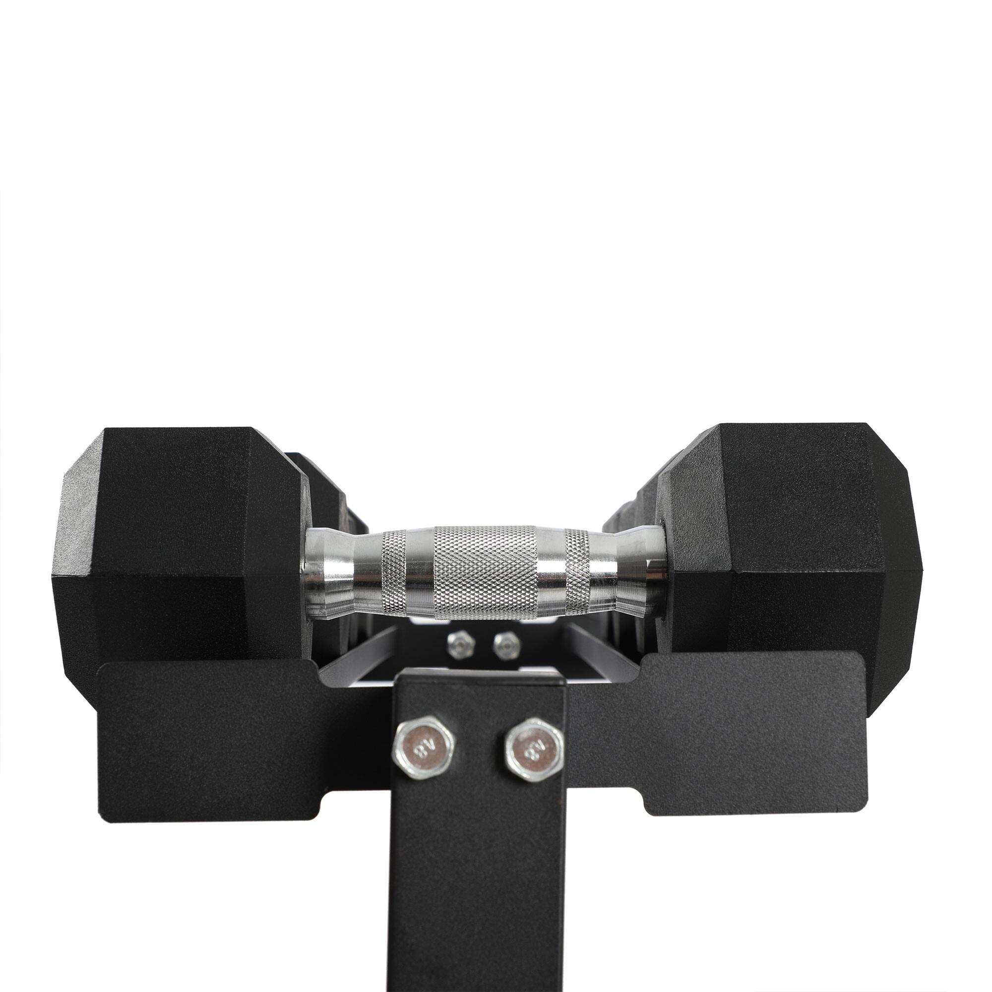 Alt View 8. HolaHatha - HolaHatha 150 Pound Rubber Encased Dumbbell Strength Training Weight Set w/ Rack - Black.