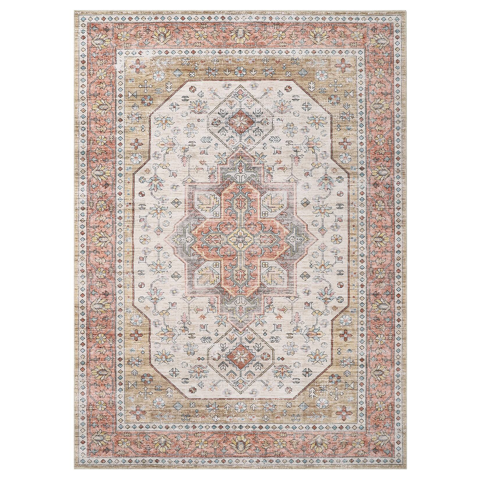 Front. Acekool - Traditional Vintage Area Rug - Brown.