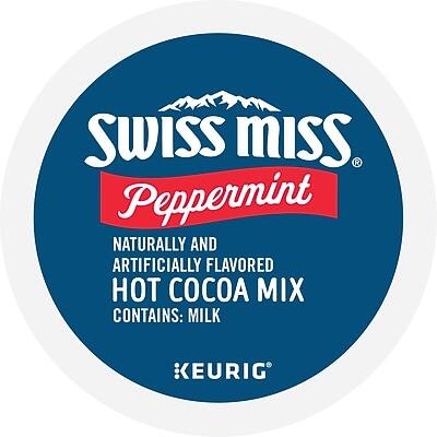 Swiss Miss Peppermint  
Naturally and Artificially Flavored Hot Cocoa Mix  
Contains: Milk  
Keurig