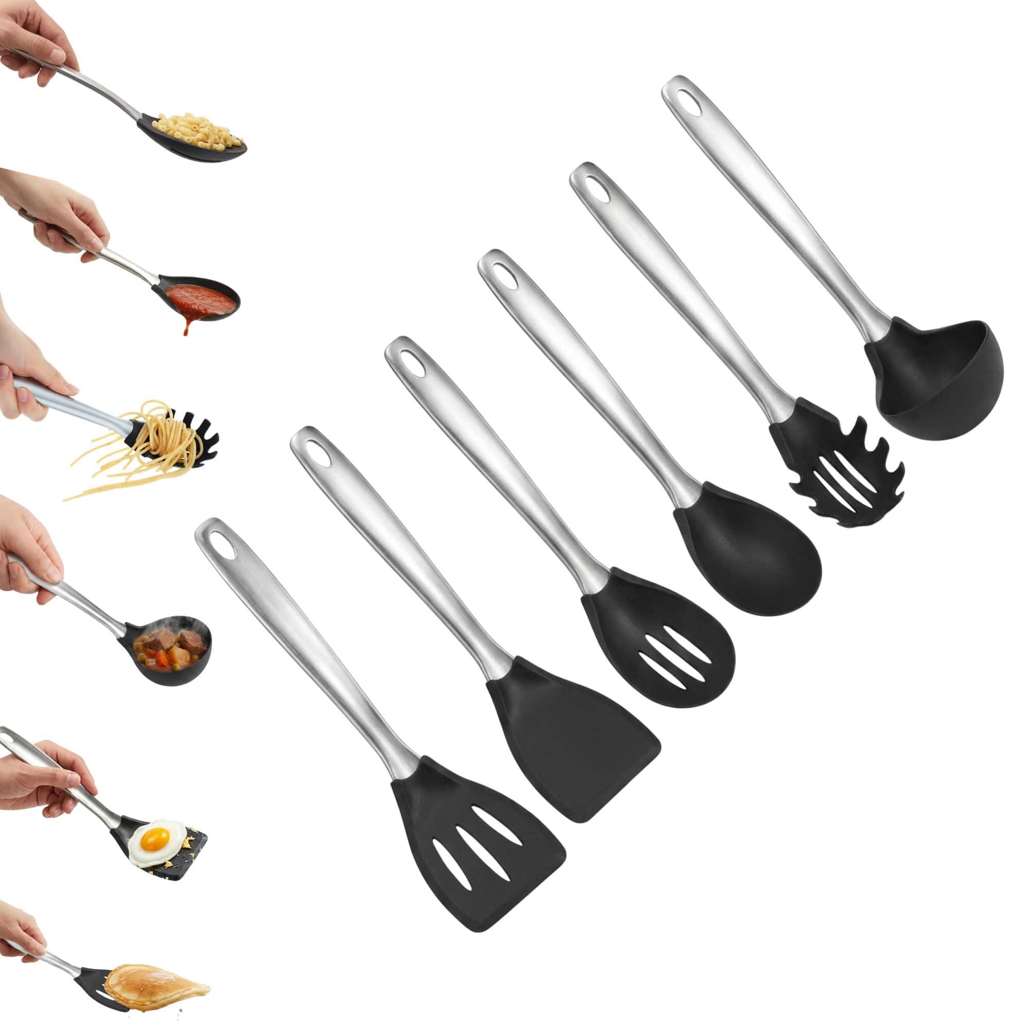 Amco - 6-Piece Nylon Utensil Set - Heat-Resistant with Stainless Steel Handles - BPA-Free, Safe for Non-Stick Cookware - Black price history on PriceWatchPro