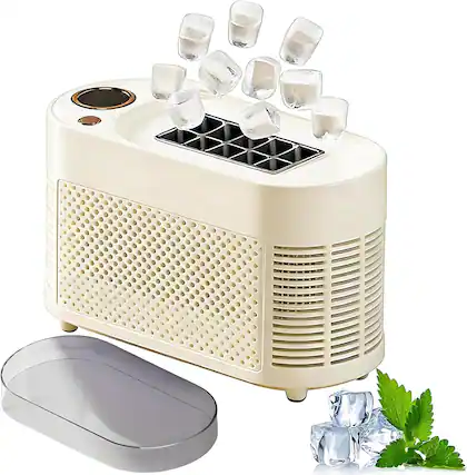 Front. Cluzine - Portable Ice Maker, 10 Cubes in 10-15 Mins, Multi-Power for Home, Car & Camping - Multicolor.