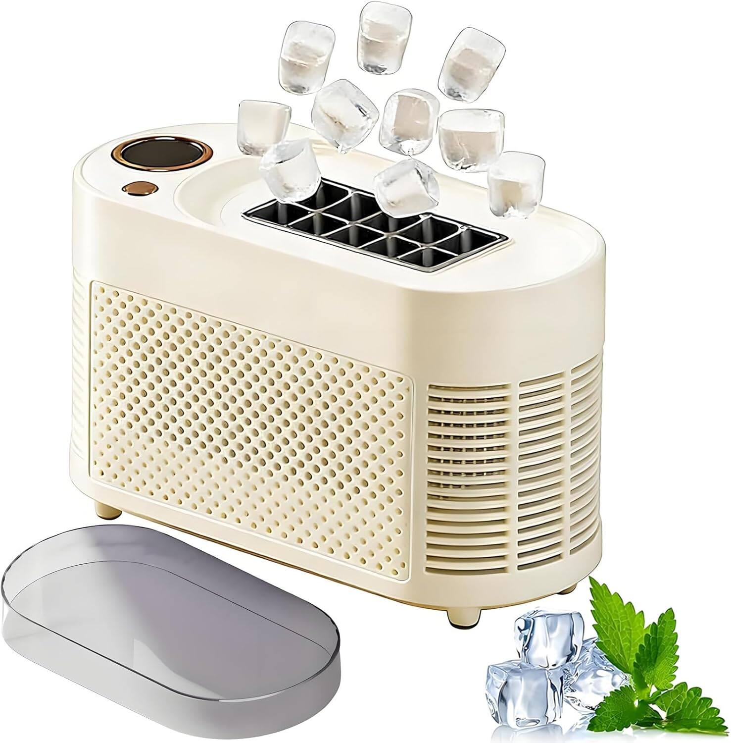 Front. Cluzine - Portable Ice Maker, 10 Cubes in 10-15 Mins, Multi-Power for Home, Car & Camping - Multicolor.