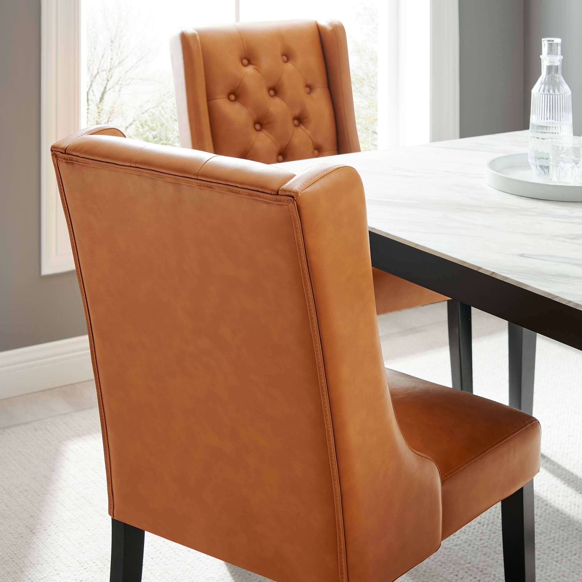 Alt View 3. Modway - Baronet Button Tufted Vegan Leather Dining Chair by Modway - Tan.