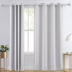 Front. VEVOR - Blackout Curtains, White Blocking Drapes for Bedroom and Living Room, 2 Panels Set Grommet Room Darkening Curtain - White.