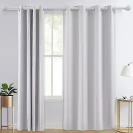 VEVOR - Blackout Curtains, Blocking Drapes for Bedroom and Living Room, 2 Panels Set Grommet Room Darkening Curtain - White