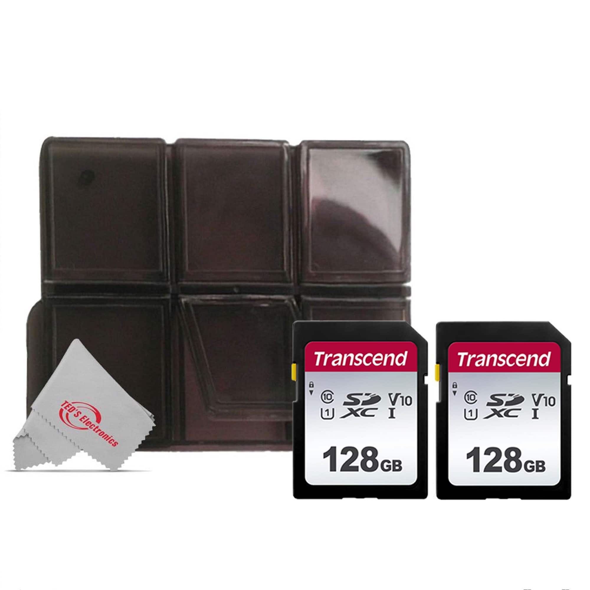 Transcend - Two-Pack SDXC 128GB UHS-I U1 Class 10 V10 Memory Cards with Card Holder