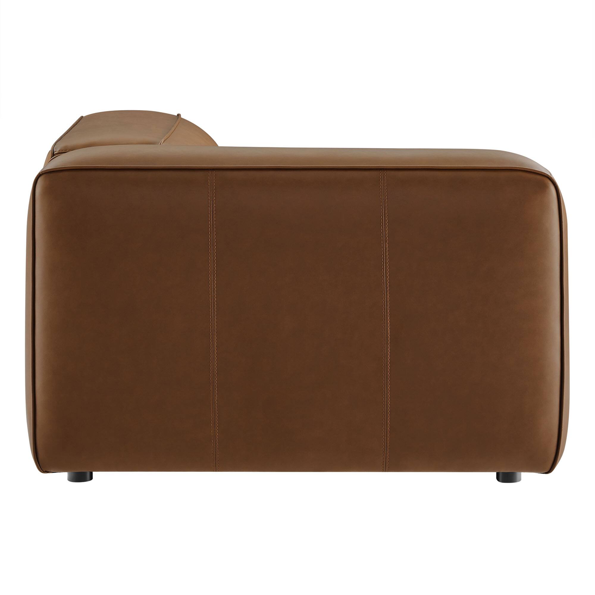 Back. Modway - Auren Upholstered Vegan Leather Modular Left Armchair by Modway - Brown.