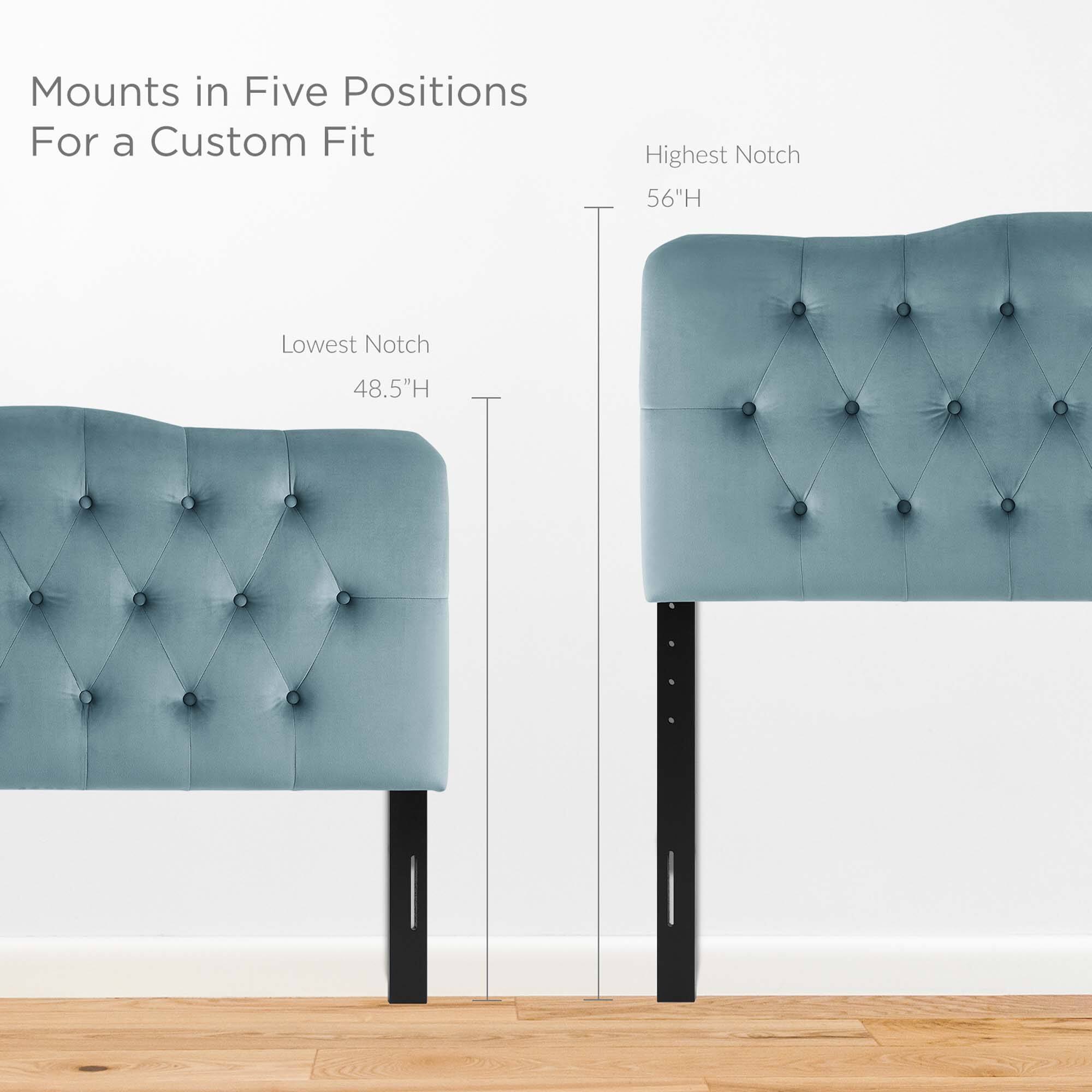 Mounts in Five Positions  
For a Custom Fit  

Highest Notch  
56"H  

Lowest Notch  
48.5"H