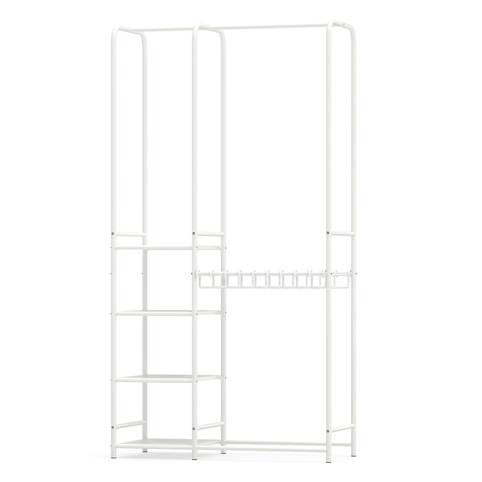 Alt View 8. Gymax - Gymax Portable Closet w/Pants Hangers 2 Hanging Rods 4 Storage Shelves for Bedroom White - White.