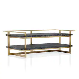 Furniture of America - Meliman Metal 1-Shelf Coffee Table in Gold and - Black