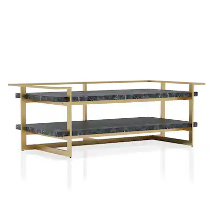 Front. Furniture of America - Meliman Metal 1-Shelf Coffee Table in Gold and Black - Black.