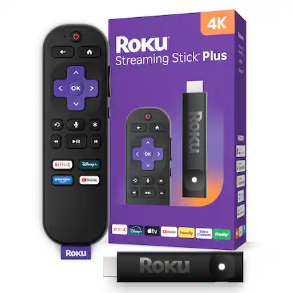4K Roku Streaming Stick Plus
OK
NETFLIX Disney+
prime video YouTube
tv YouTube howdy Roku Channel
Roku
