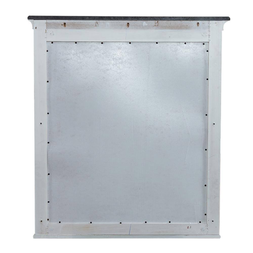Angle. Liberty Furniture Industries - Allyson Park Crown Mirror in Wirebrushed White w/ Charcoal Top - White.