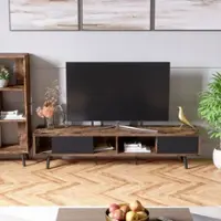 Bestier Mid-Century Modern TV Stand for TVs up to 75" with Storage and Gaming Entertainment Center - Brown - Front_Zoom