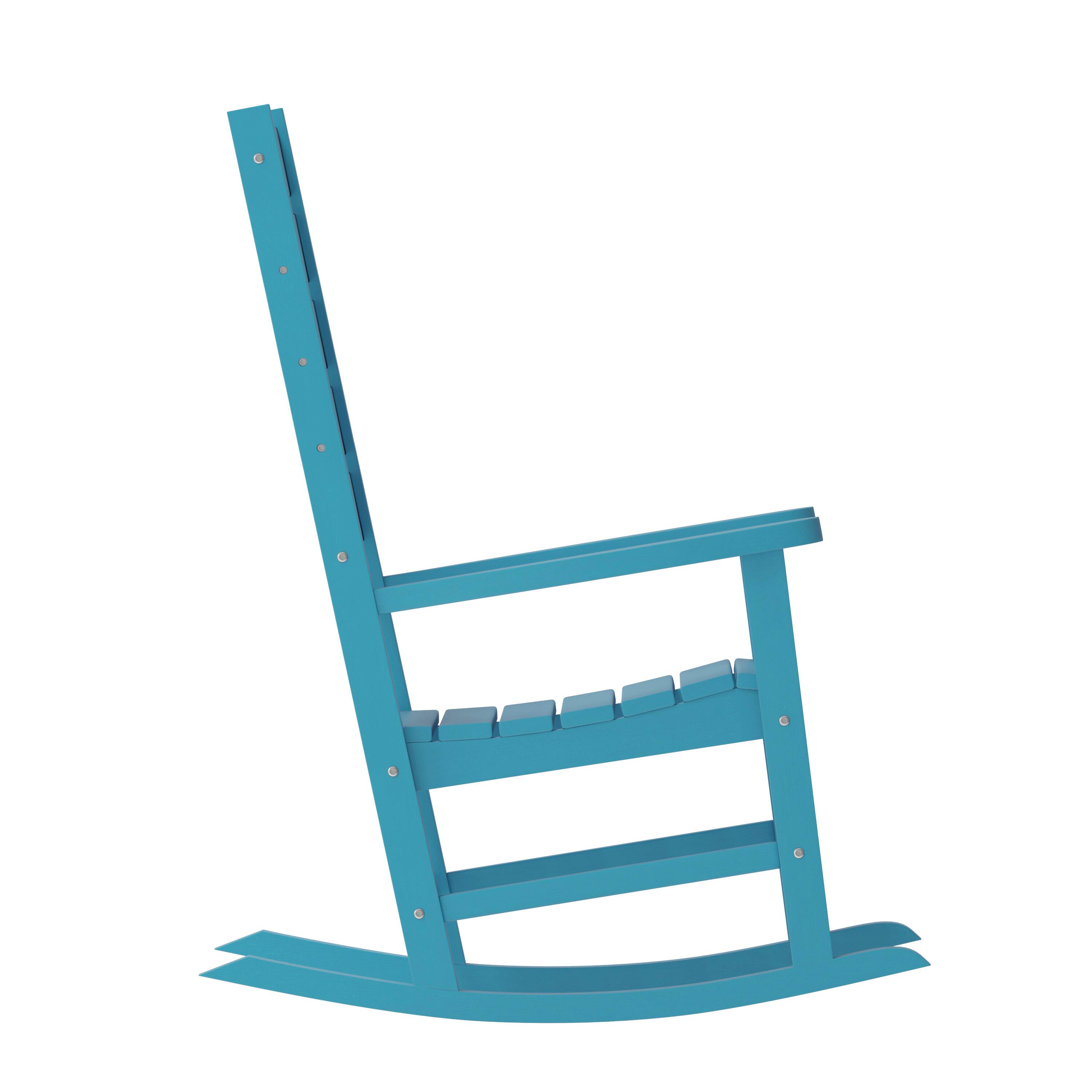 Alt View 9. Emma + Oliver - Florian Set of 2 Contemporary Rocking Chairs, All-Weather HDPE Indoor/Outdoor Rockers - Blue.