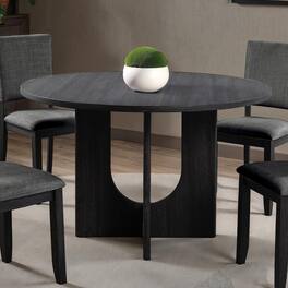 Loheer - Round Dining Table, U-Shaped Pedestal Base, 47-Inch Tabletop - Dark Gray