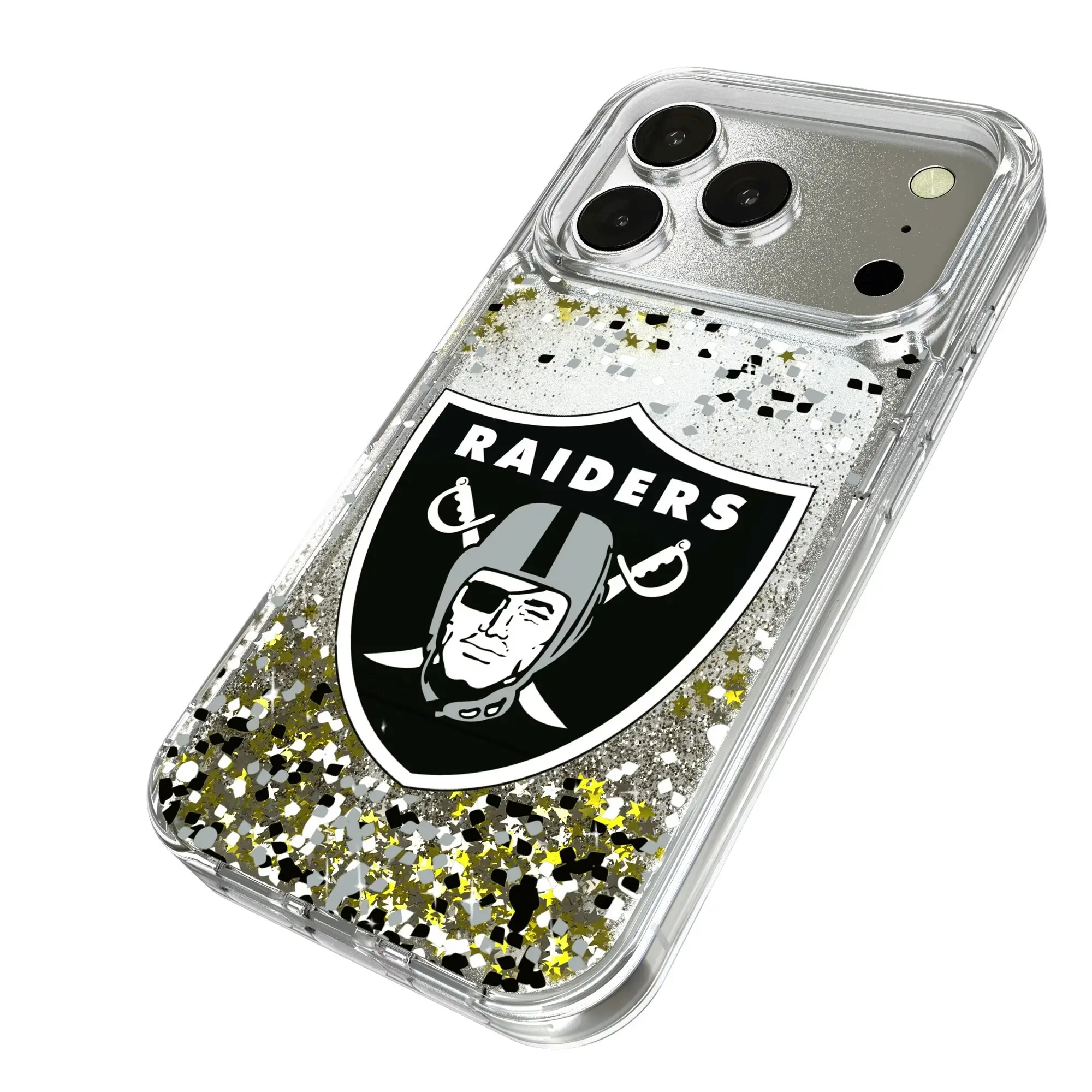 Alt View 1. Keyscaper - Las Vegas Raiders iPhone Glitter Case with Confetti Design - 17 Pro Max - Multicolor.