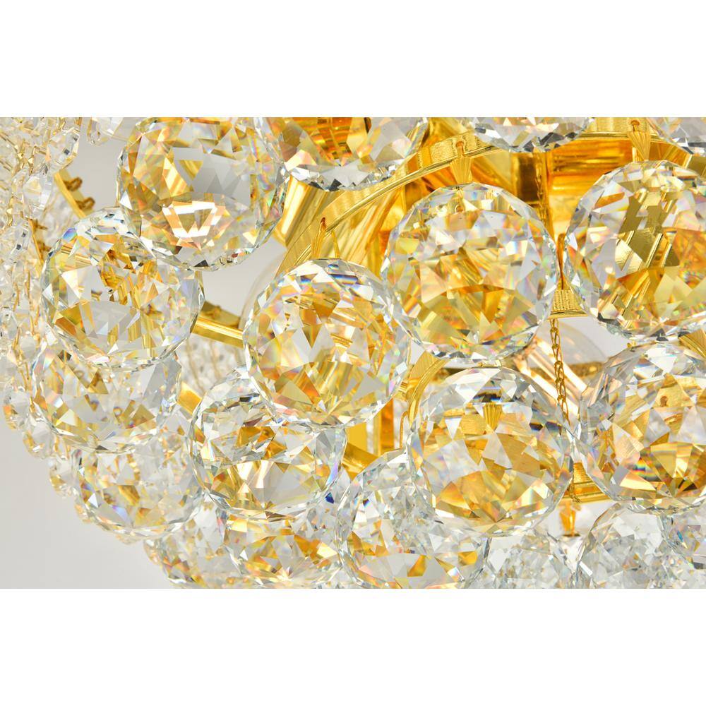 Angle. Elegant Lighting - Primo 6 light Gold Flush Mount Clear Royal Cut Crystal - Gold.