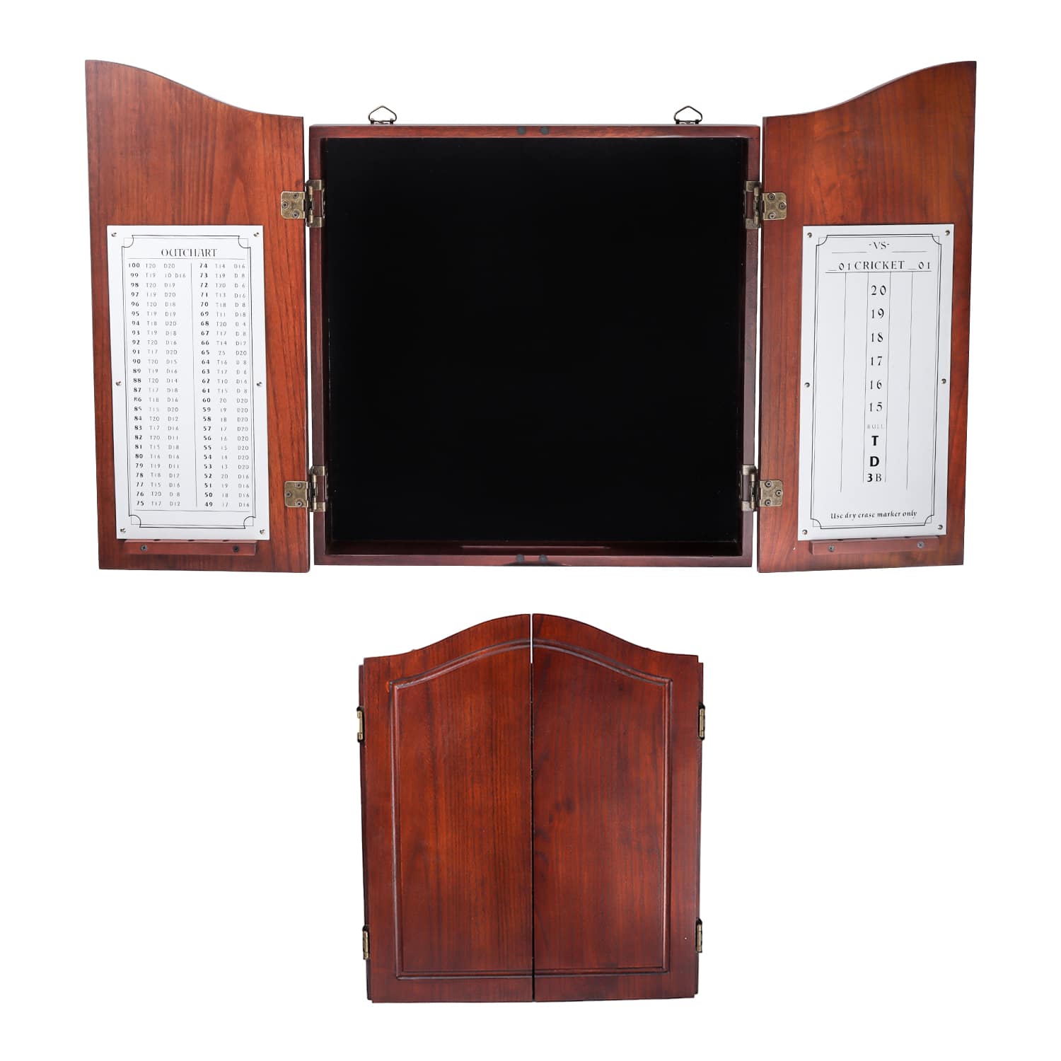 GSE Games & Sports Expert - Professional Solid Wood Classic Dartboard Cabinet with Dart Scoreboard( - Deluxe Walnut