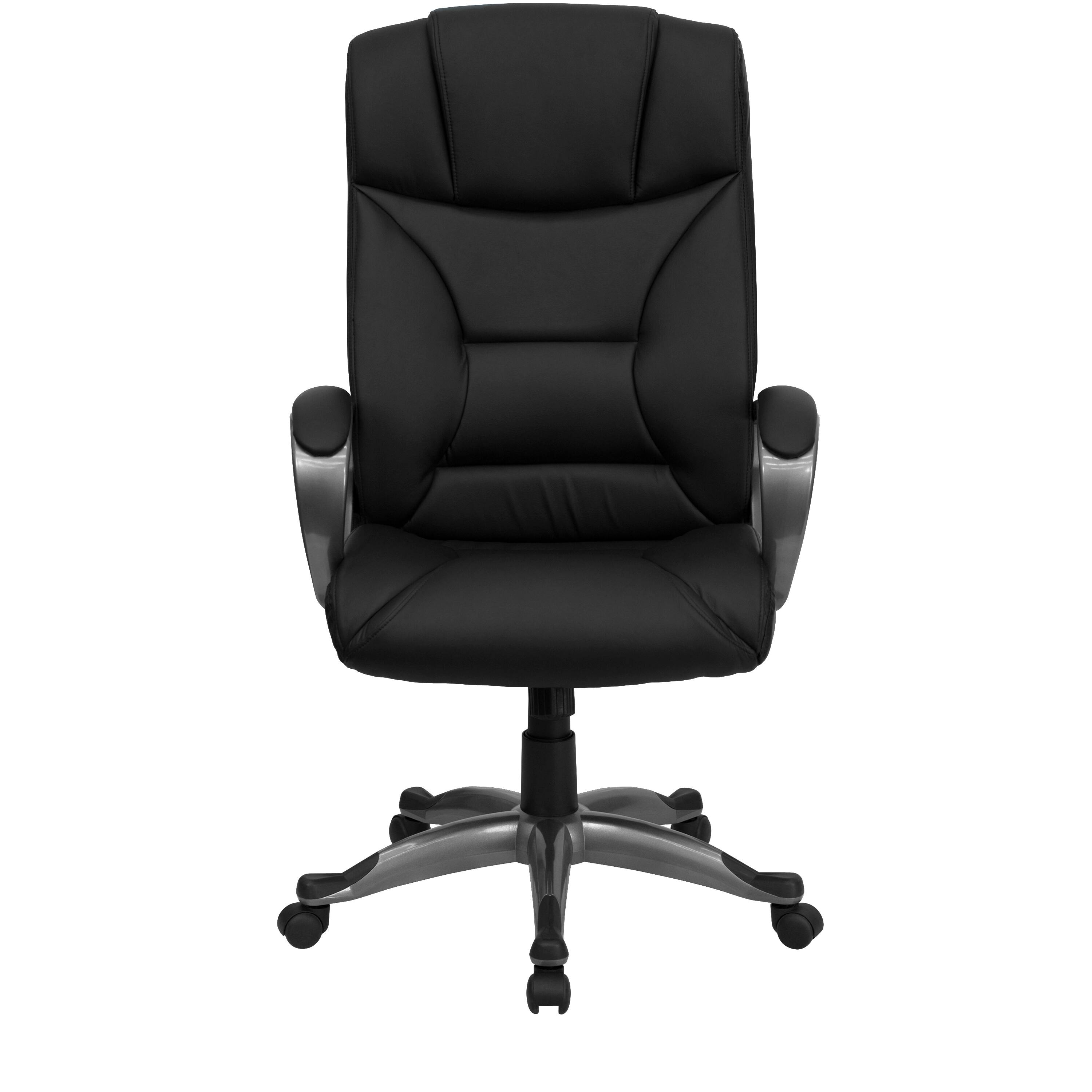 Alt View 7. Emma + Oliver - High Back Leather Executive Swivel Office Chair with Lip Edge Base and Arms - Black.