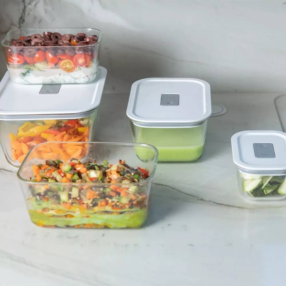 Alt View 5. OU - OU Glass Food Storage Container Set 36pc with Microwave Valve (set of 18) Microwave & Freezer Safe.