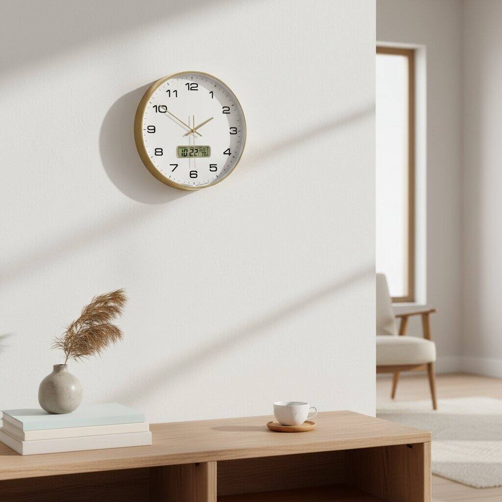 Alt View 2. Dazzed Corner - 12" Battery Operated Wall Clock, Dial Non-Ticking Silent - Gold.